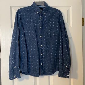 Blue polkadot button up shirt